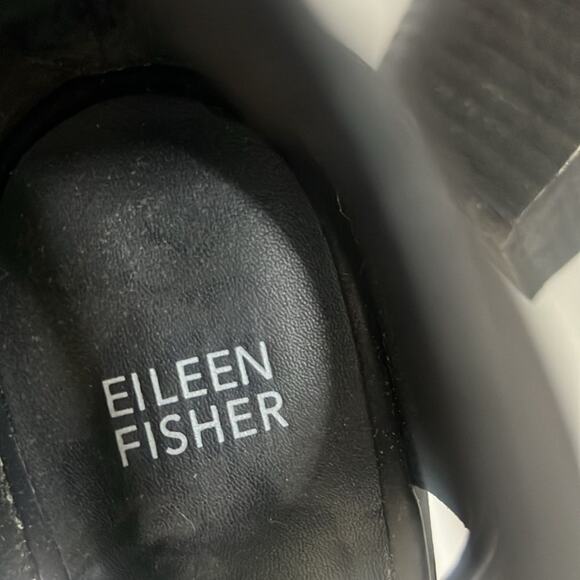 EILEEN FISHER LOU BLACK LEATHER BACKZIP FRONT LACE LOOP SANDALS SIZE 39 - Picture 7 of 9